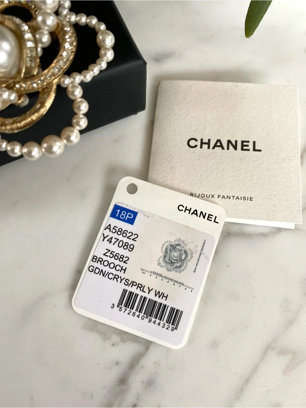 CHANEL - Gold, Crystal & Pearl Camellia Flower CC Brooch 2018
